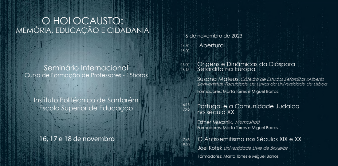 Inscrição no Curso de formação "Holocausto: Memória, Educação e Cidadania"